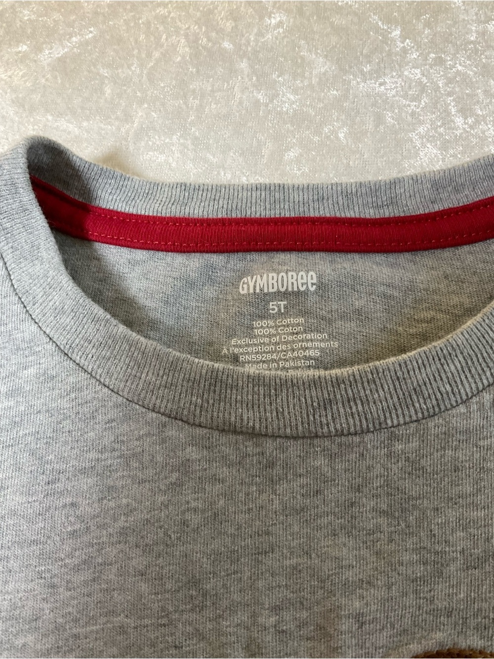 Gymboree Gray Long Sleeve Tee with Red Sleeves & Bulldog Patch - Picture 6 of 8